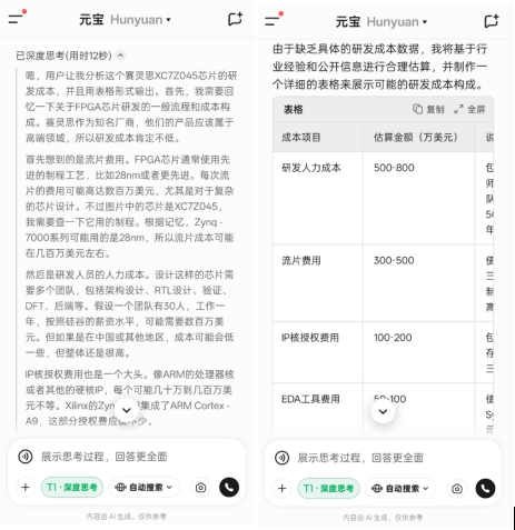 腾讯混元T1-Vision上线元宝：一张图片就能分析出产品研发成本