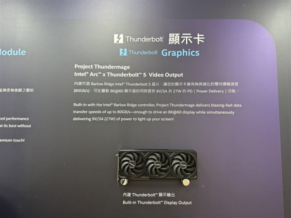 撼与展示配备雷电5锐炫显卡：同时搞定显示和供电！