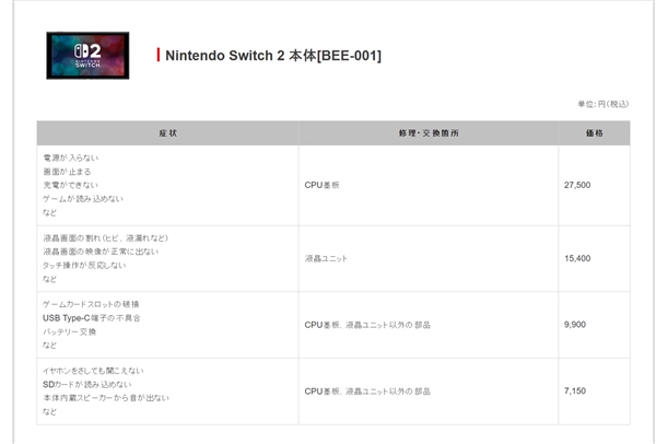 任天堂Switch 2今日正式发售！维修价格公布：换屏幕约773元、主板约1380元